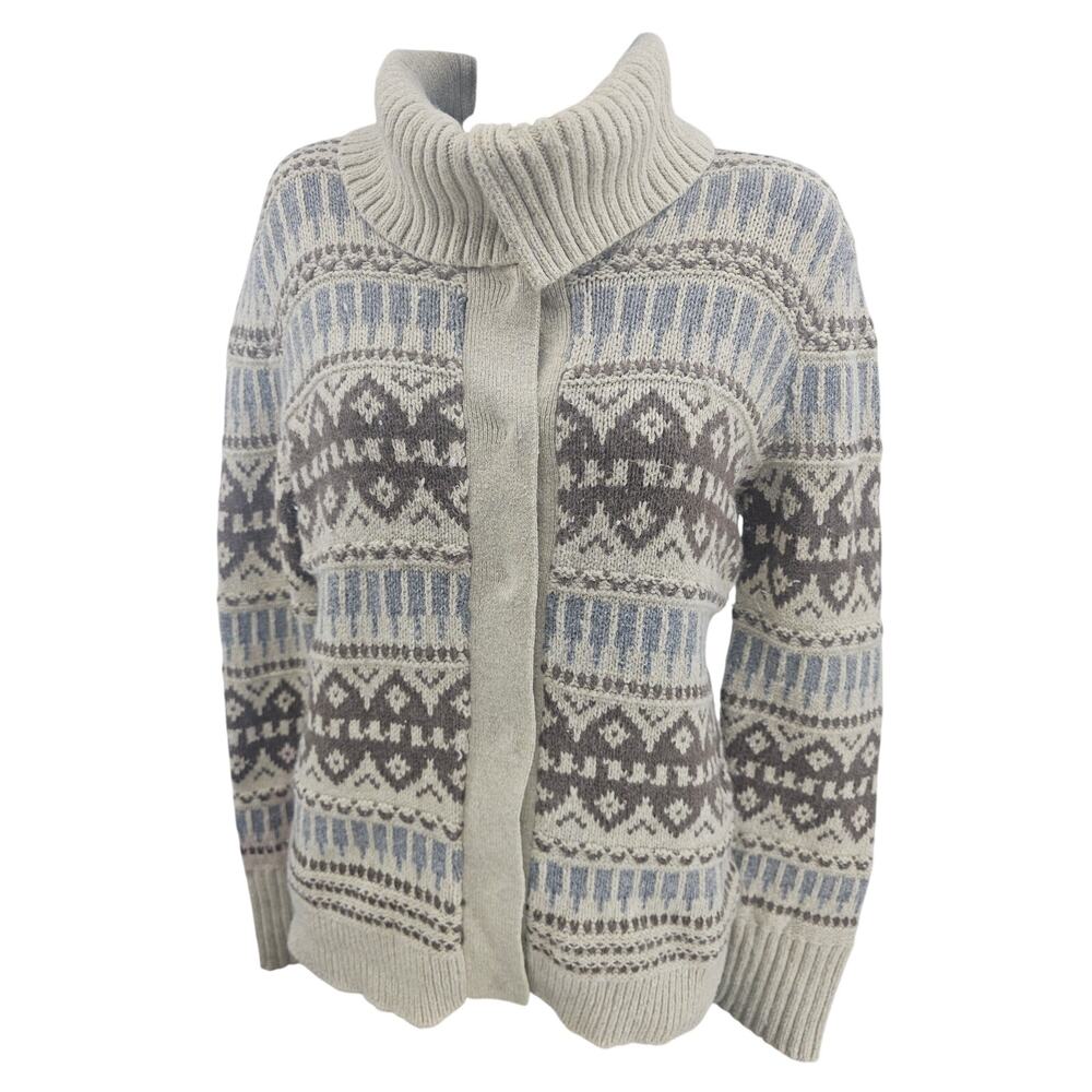 ORVIS Fair Isle Collared Cardigan Sweater Southwestern Aztec Cabincore M 3929 - Picture 1 of 6